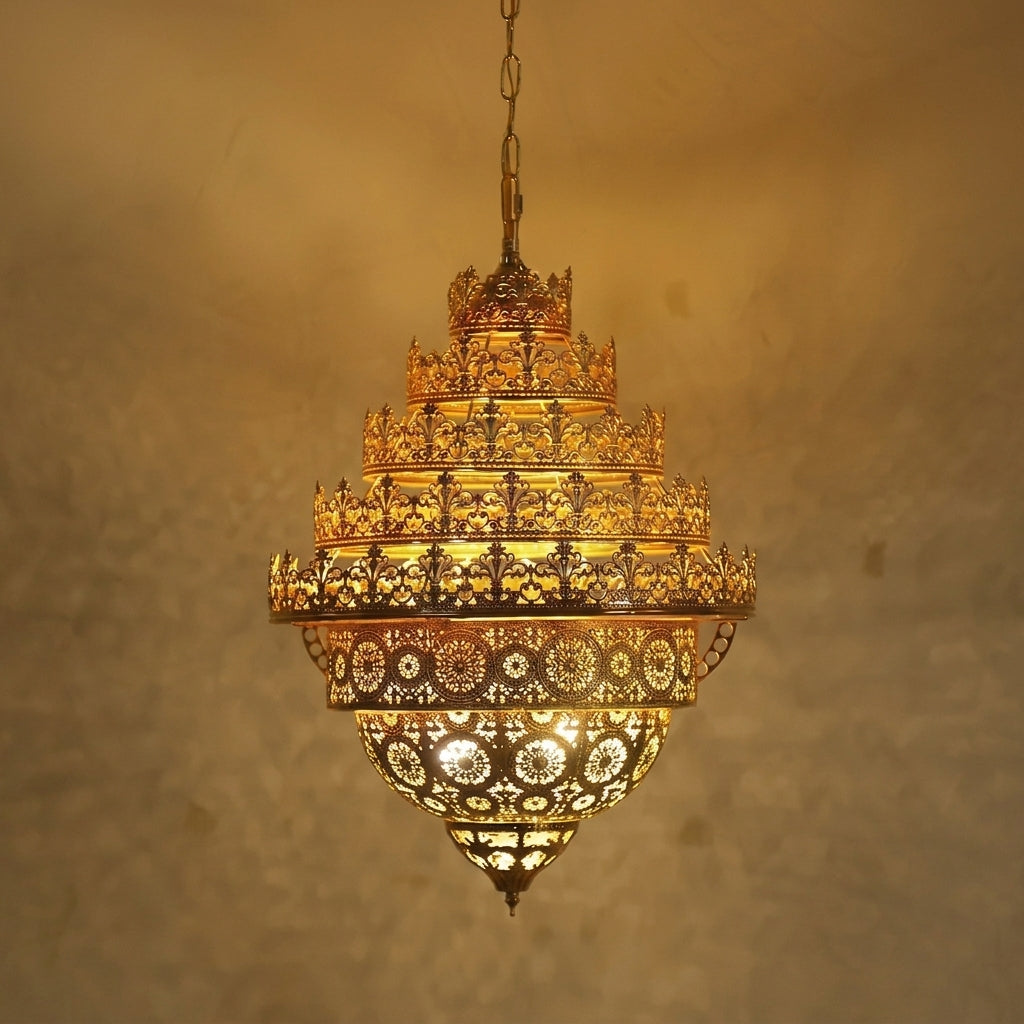 Bohemian Retro Golden Iron Chandelier Luxury Pendant Light