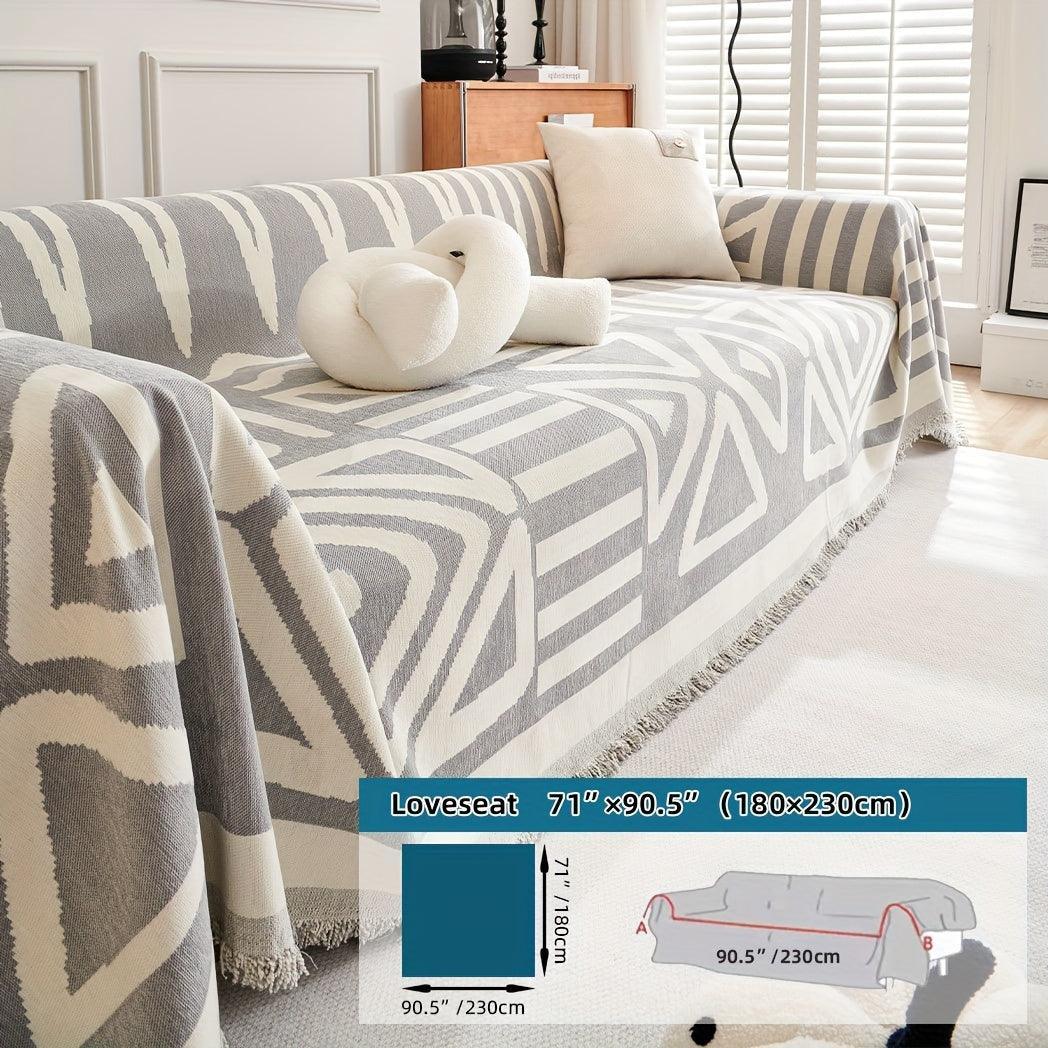 Bohemian-style Chenille Fabric Extra Long Couch Cover Anti Dog Scratch, texture detail - House Of Avana