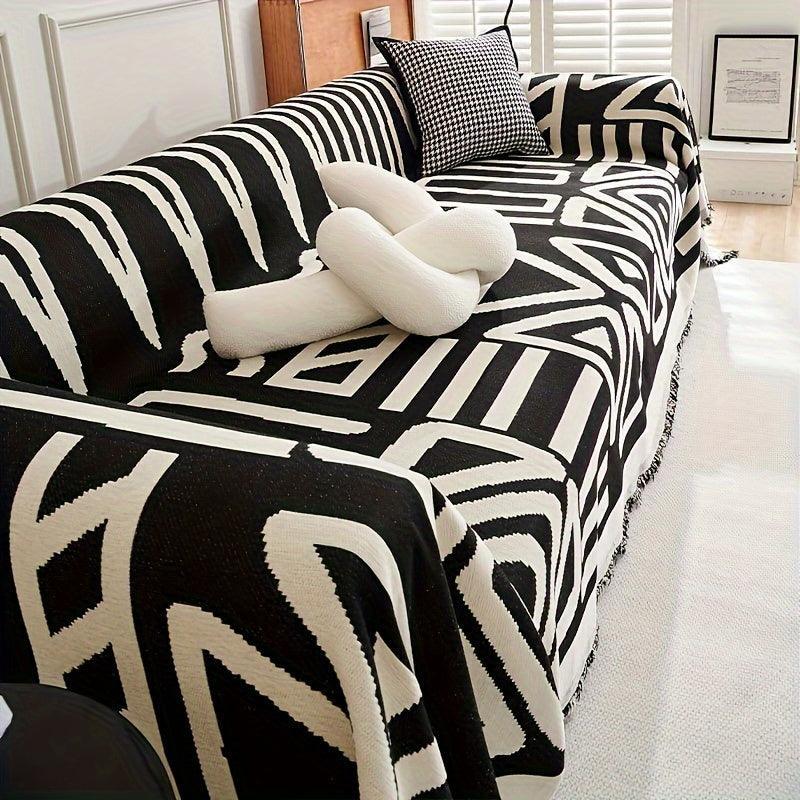 Bohemian-style Chenille Fabric Extra Long Couch Cover Anti Dog Scratch, product packaging - House Of Avana