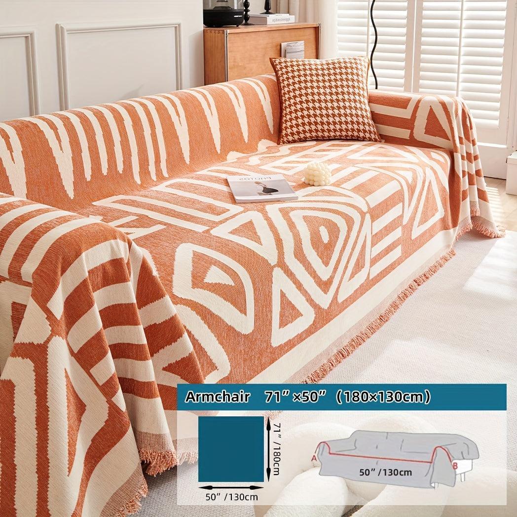 Bohemian-style Chenille Fabric Extra Long Couch Cover Anti Dog Scratch, alternate view - House Of Avana