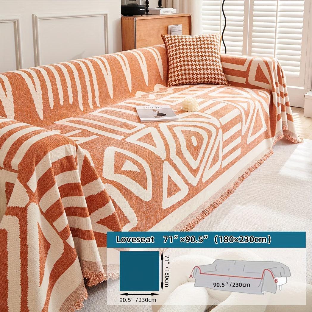 Bohemian-style Chenille Fabric Extra Long Couch Cover Anti Dog Scratch, alternate view - House Of Avana