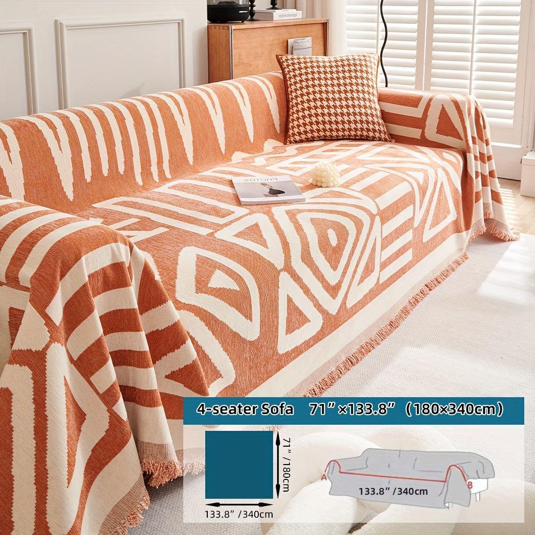 Bohemian-style Chenille Fabric Extra Long Couch Cover Anti Dog Scratch, alternate view - House Of Avana