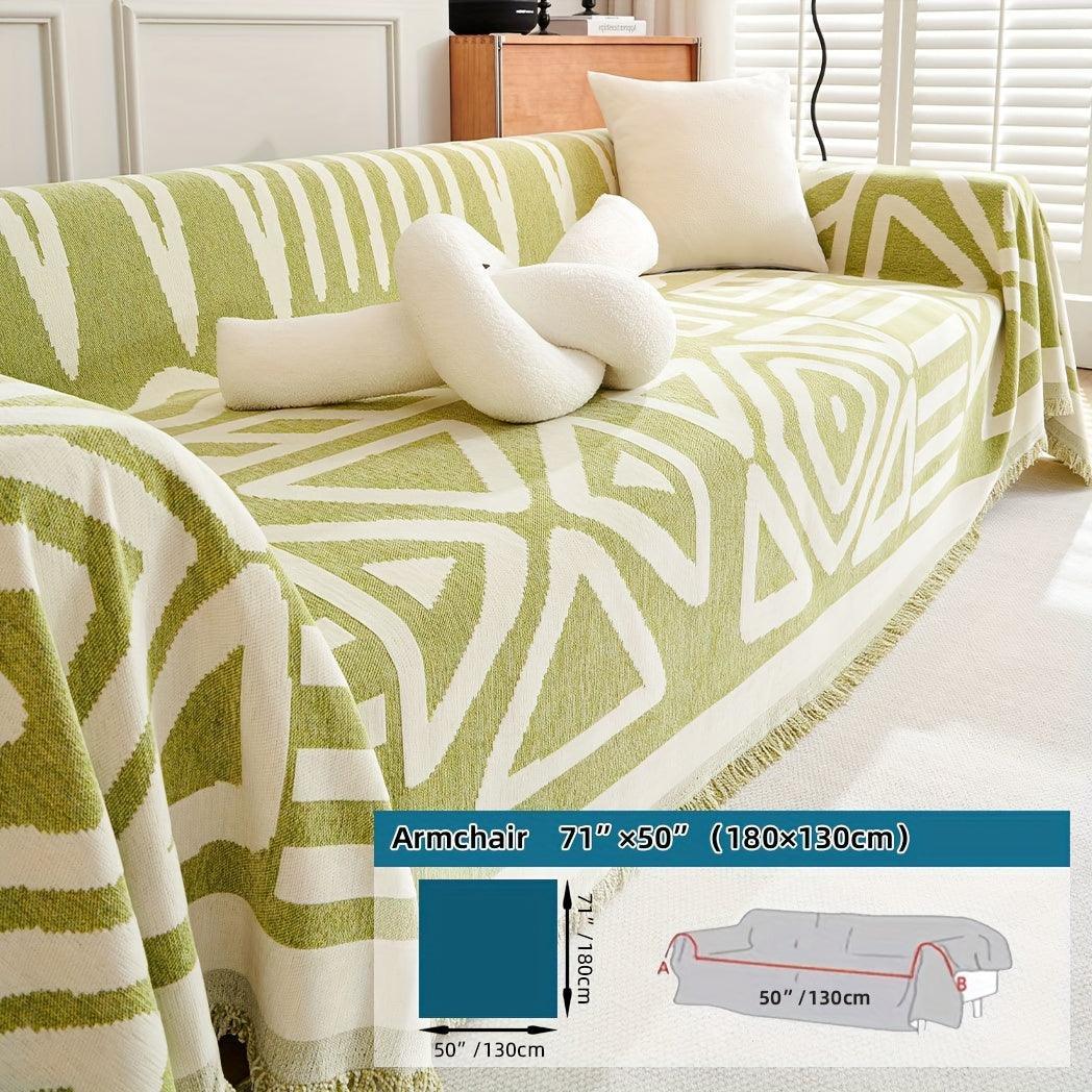 Bohemian-style Chenille Fabric Extra Long Couch Cover Anti Dog Scratch, alternate view - House Of Avana