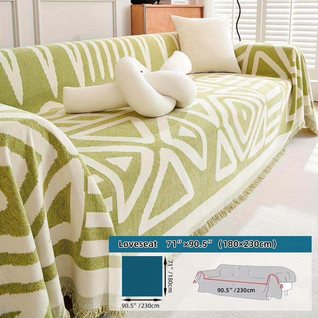 Bohemian-style Chenille Fabric Extra Long Couch Cover Anti Dog Scratch, alternate view - House Of Avana