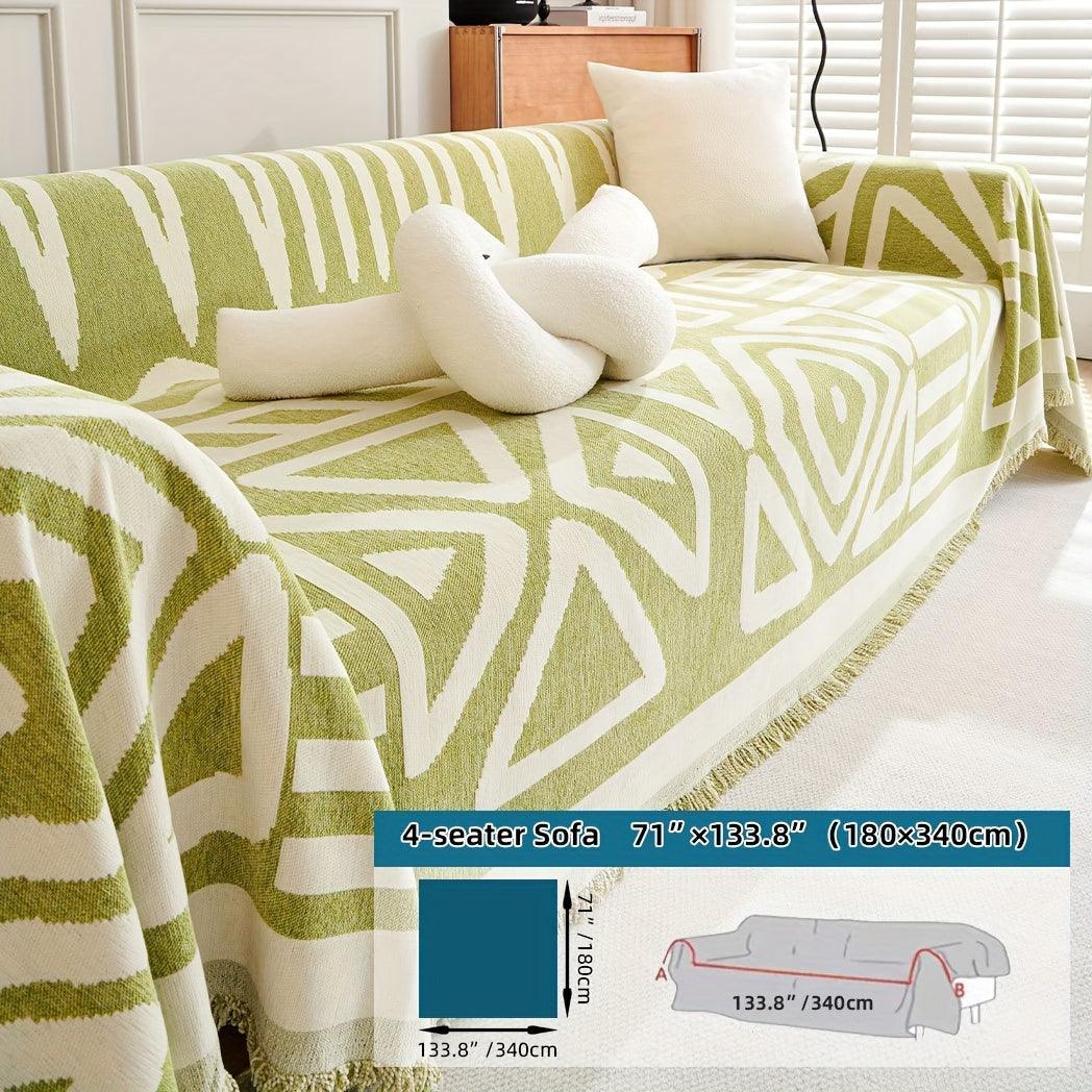 Bohemian-style Chenille Fabric Extra Long Couch Cover Anti Dog Scratch, alternate view - House Of Avana