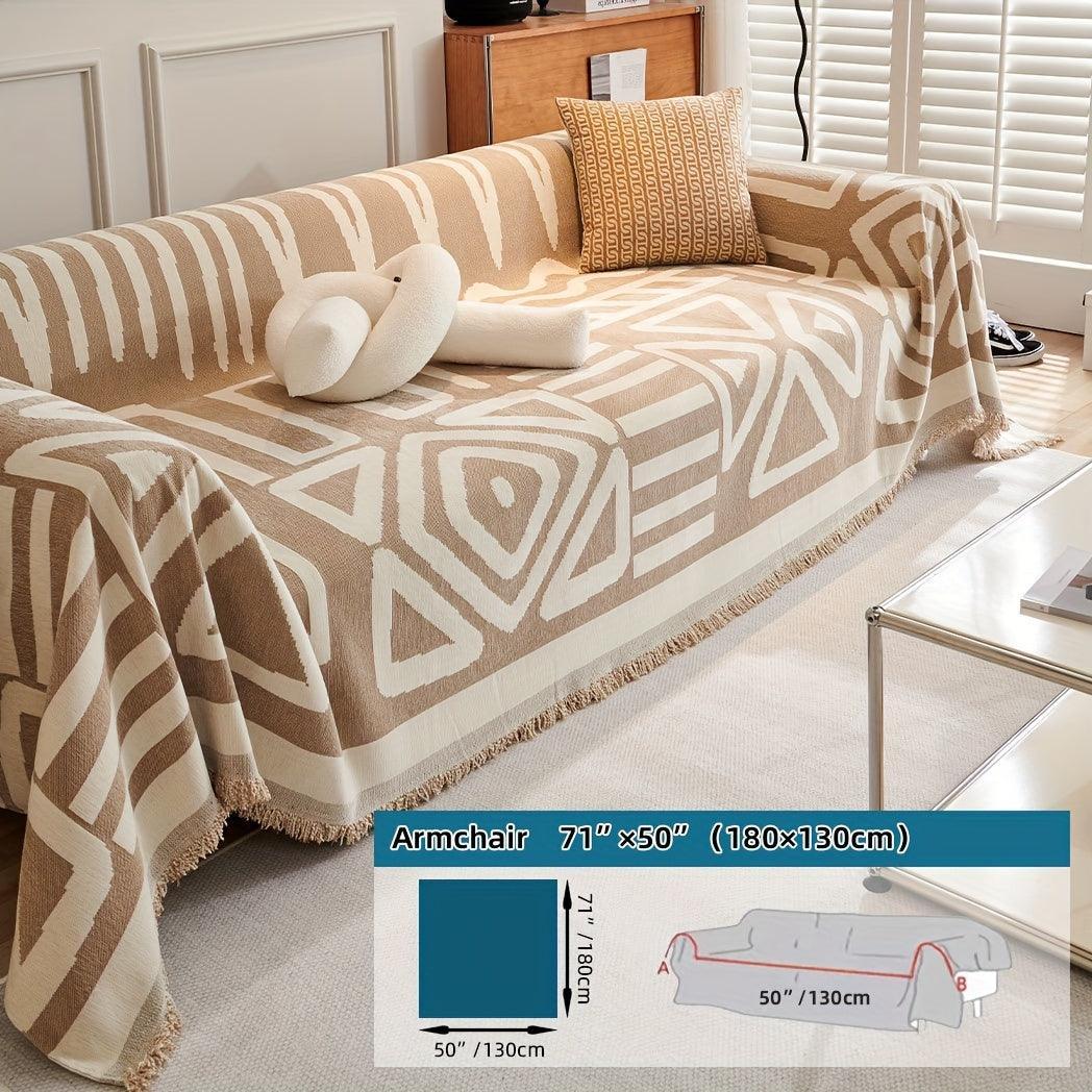 Bohemian-style Chenille Fabric Extra Long Couch Cover Anti Dog Scratch, alternate view - House Of Avana