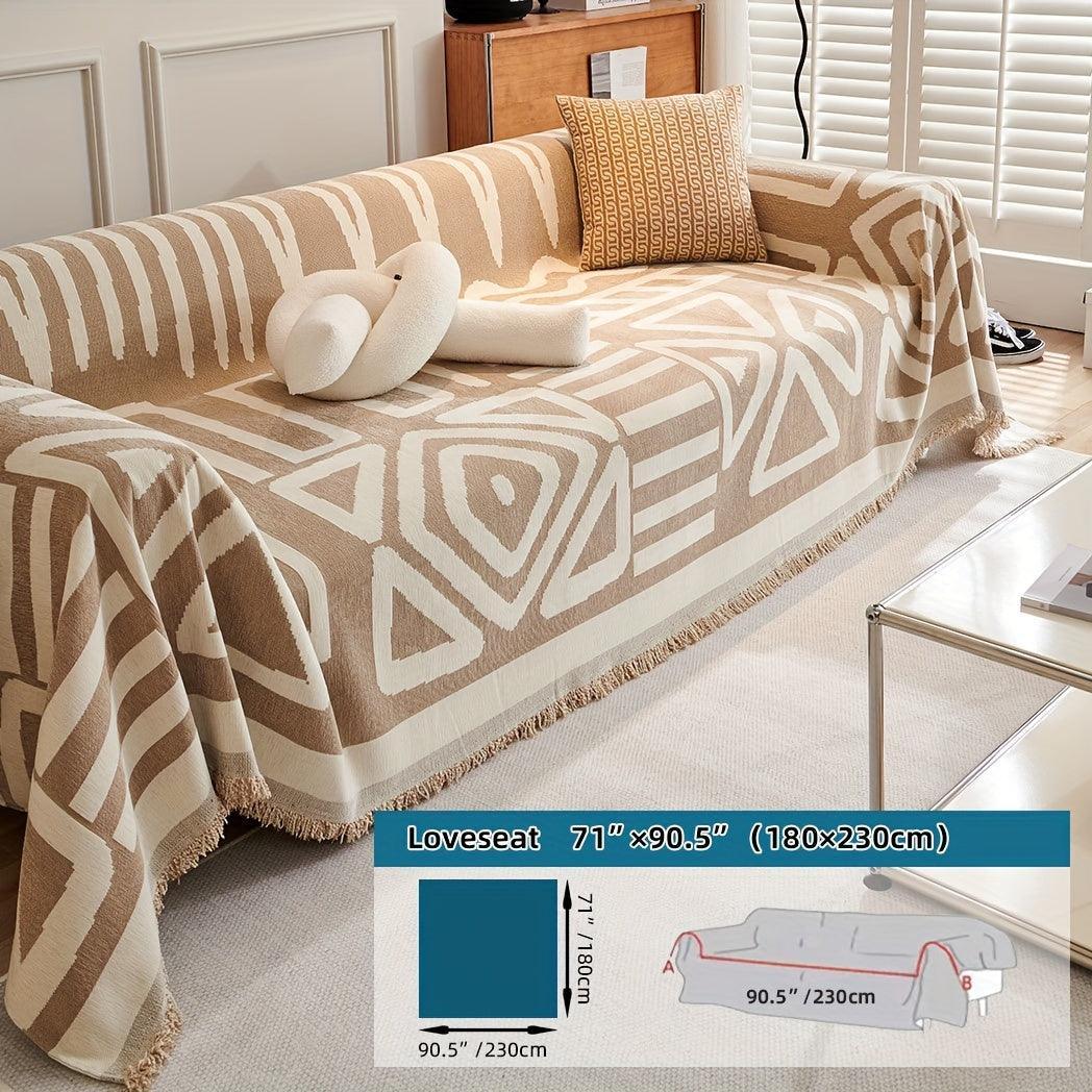 Bohemian-style Chenille Fabric Extra Long Couch Cover Anti Dog Scratch, alternate view - House Of Avana