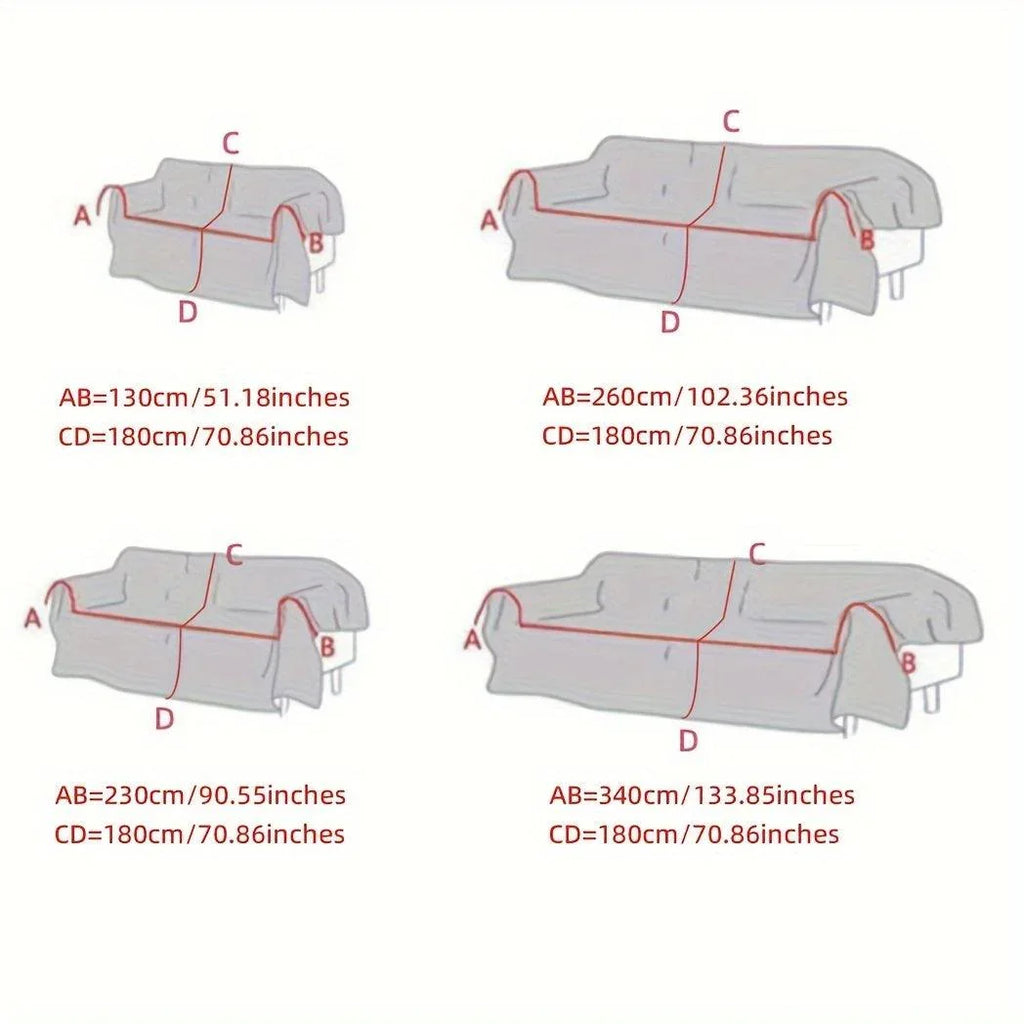 Bohemian-style Chenille Fabric Extra Long Couch Cover Anti Dog Scratch, side view - House Of Avana