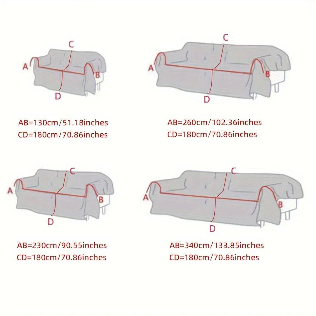 Bohemian-style Chenille Fabric Extra Long Couch Cover Anti Dog Scratch, side view - House Of Avana