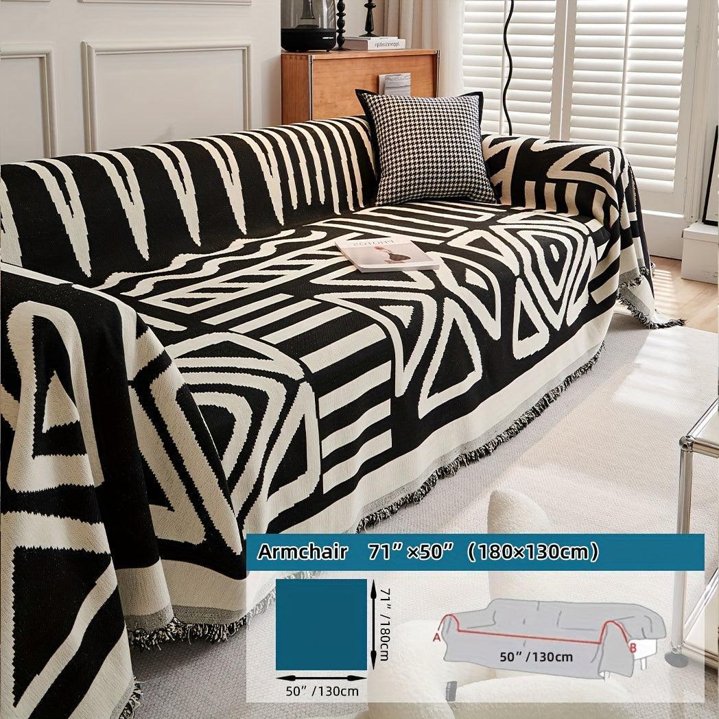 Bohemian-style Chenille Fabric Extra Long Couch Cover Anti Dog Scratch, detail shot - House Of Avana