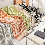 Bohemian-style Chenille Fabric Extra Long Couch Cover Anti Dog Scratch, angled view - House Of Avana