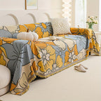 Boho Chic Double-sided Chenille Sofa Cover with Tassels - All-season, close-up view - House Of Avana