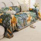 Boho Chic Double-sided Chenille Sofa Cover with Tassels - All-season, product packaging - House Of Avana