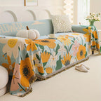 Boho Chic Double-sided Chenille Sofa Cover with Tassels - All-season, alternate view - House Of Avana
