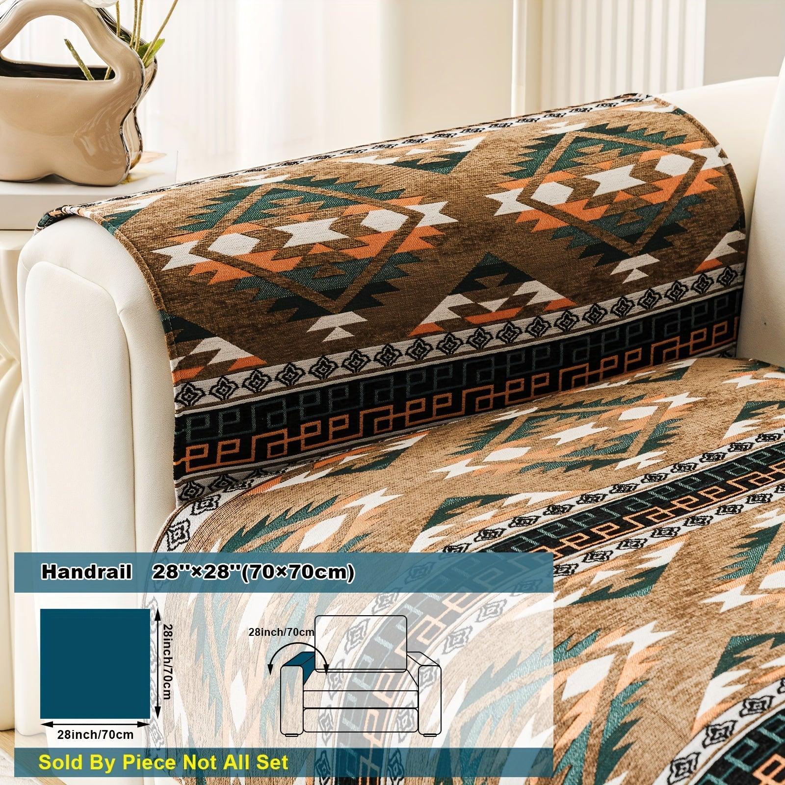 Boho Couch Cover - Chic Snow Chenille Sofa Slipcover, texture detail - House Of Avana