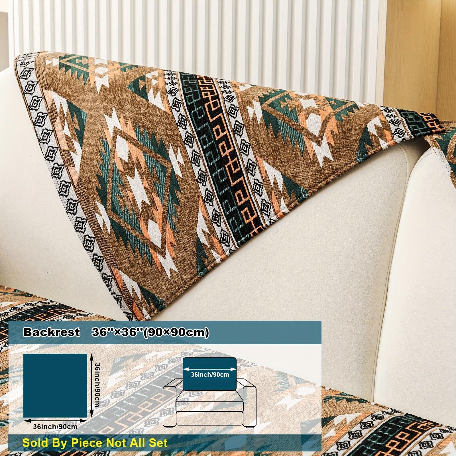 Boho Couch Cover - Chic Snow Chenille Sofa Slipcover, dimensions view - House Of Avana