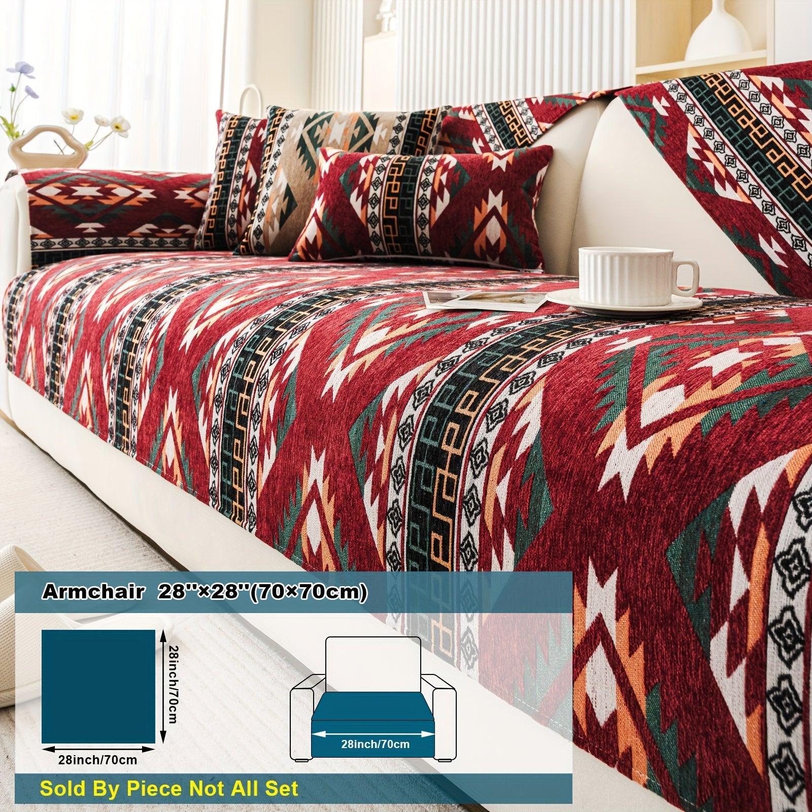 Boho Couch Cover - Chic Snow Chenille Sofa Slipcover, alternate view - House Of Avana