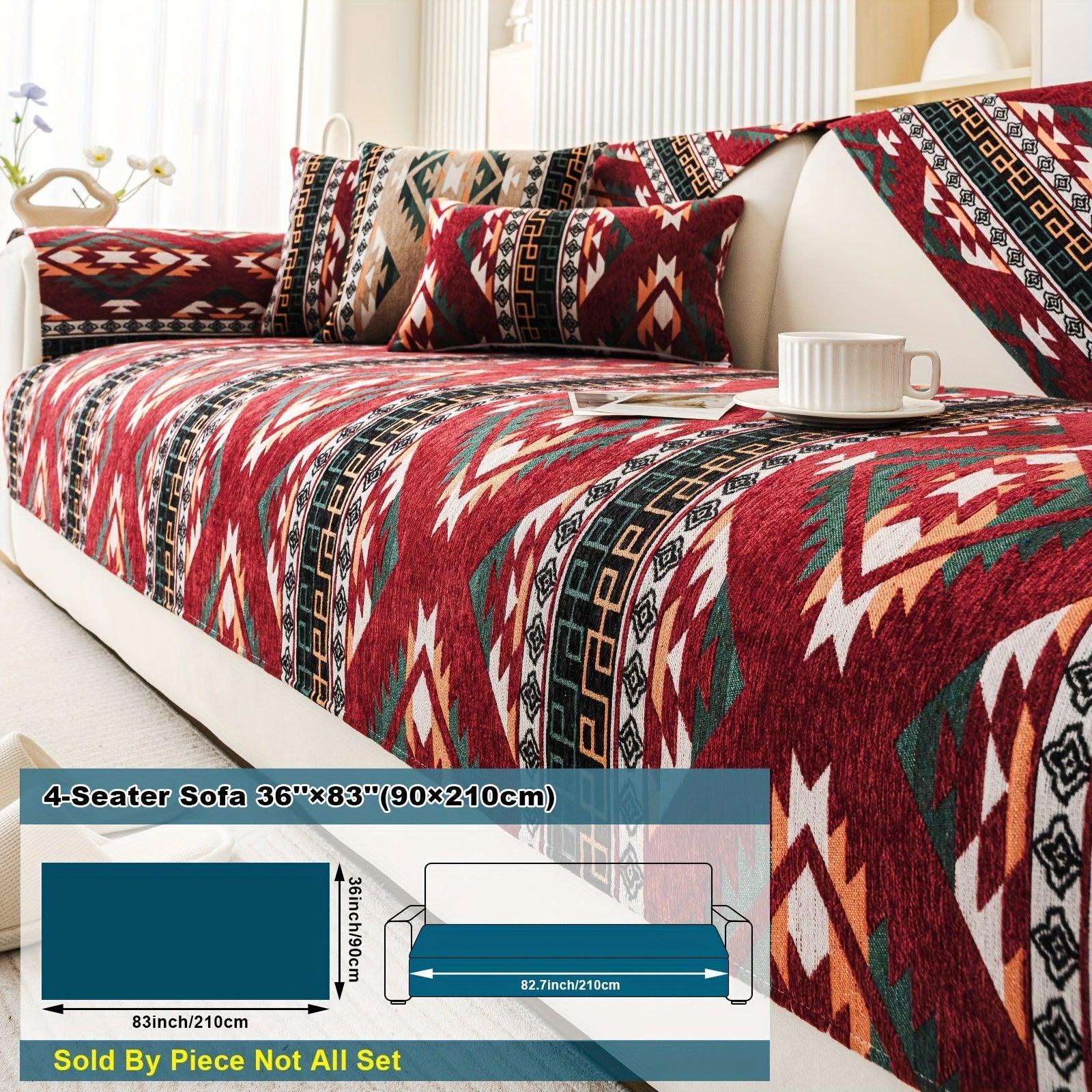 Boho Couch Cover - Chic Snow Chenille Sofa Slipcover, alternate view - House Of Avana