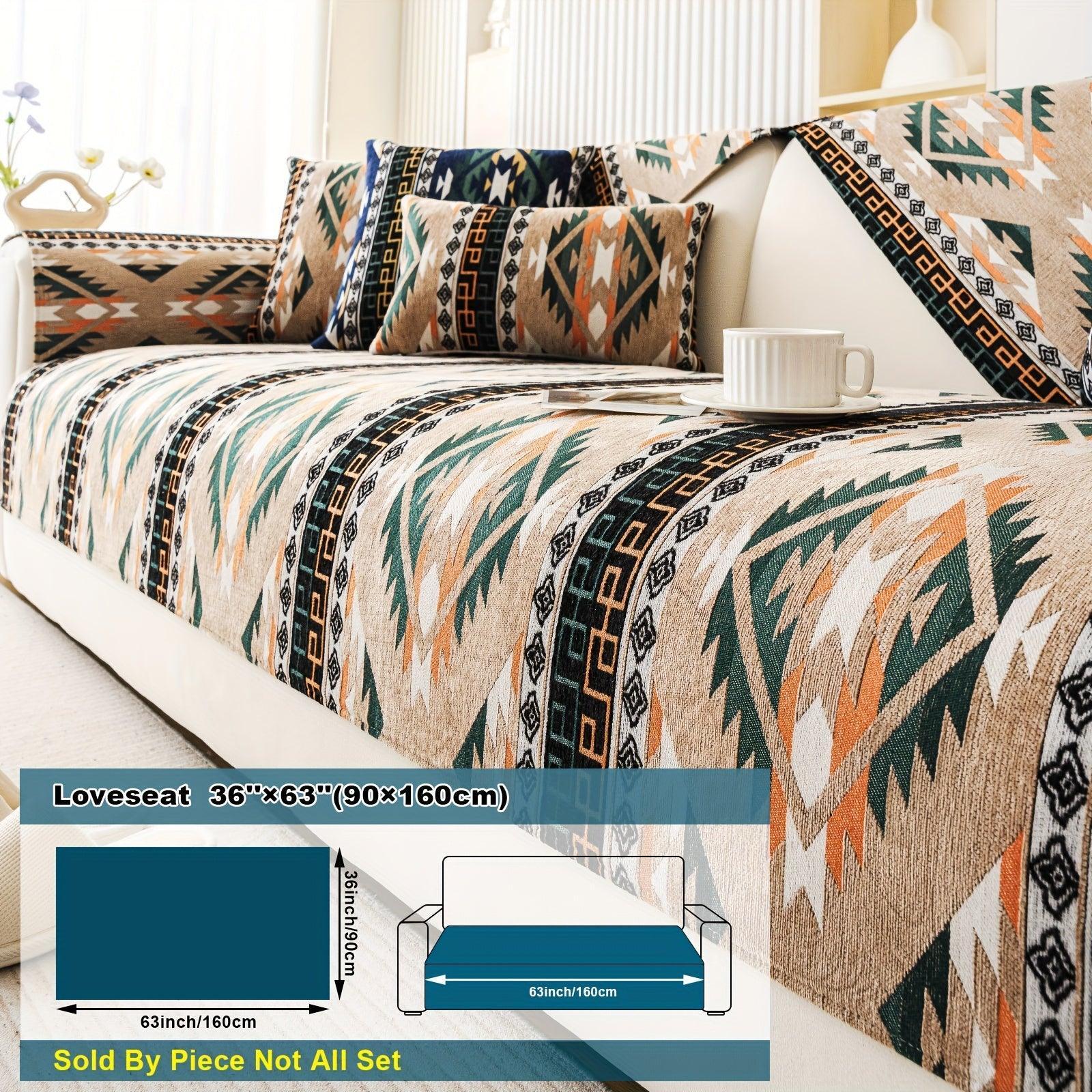 Boho Couch Cover - Chic Snow Chenille Sofa Slipcover, alternate view - House Of Avana