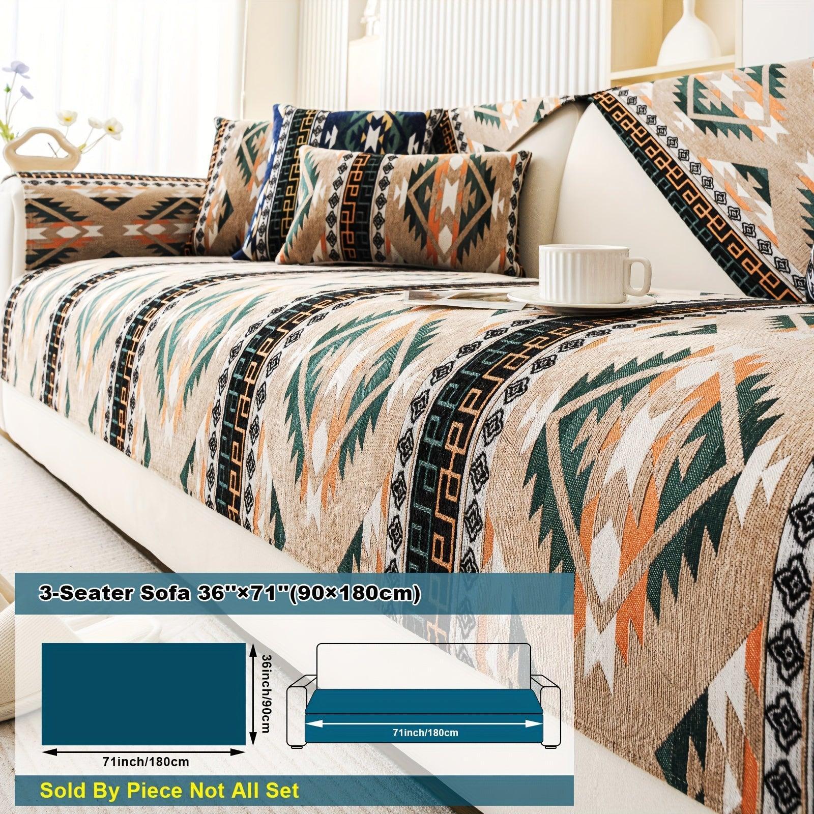 Boho Couch Cover - Chic Snow Chenille Sofa Slipcover, alternate view - House Of Avana
