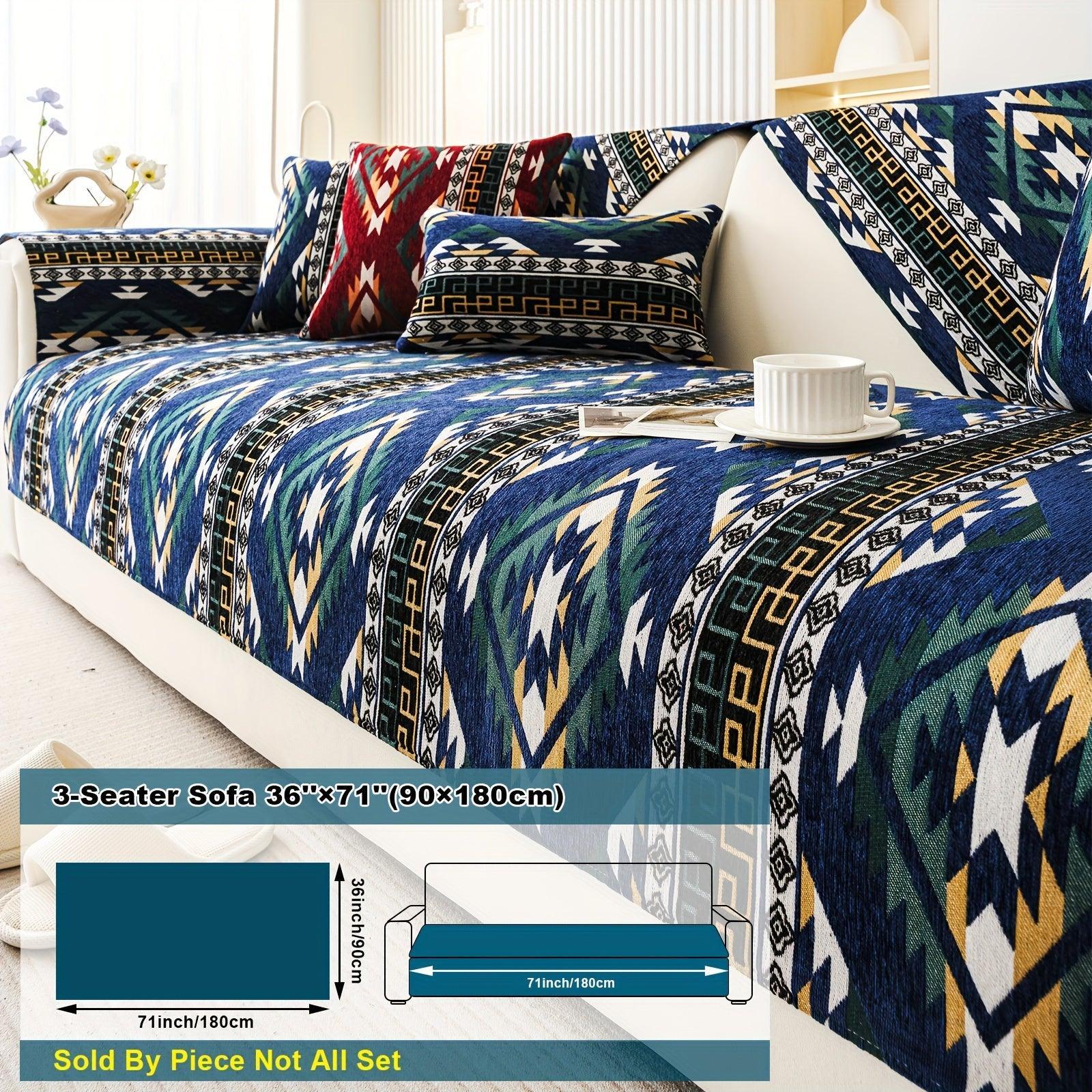 Boho Couch Cover - Chic Snow Chenille Sofa Slipcover, alternate view - House Of Avana