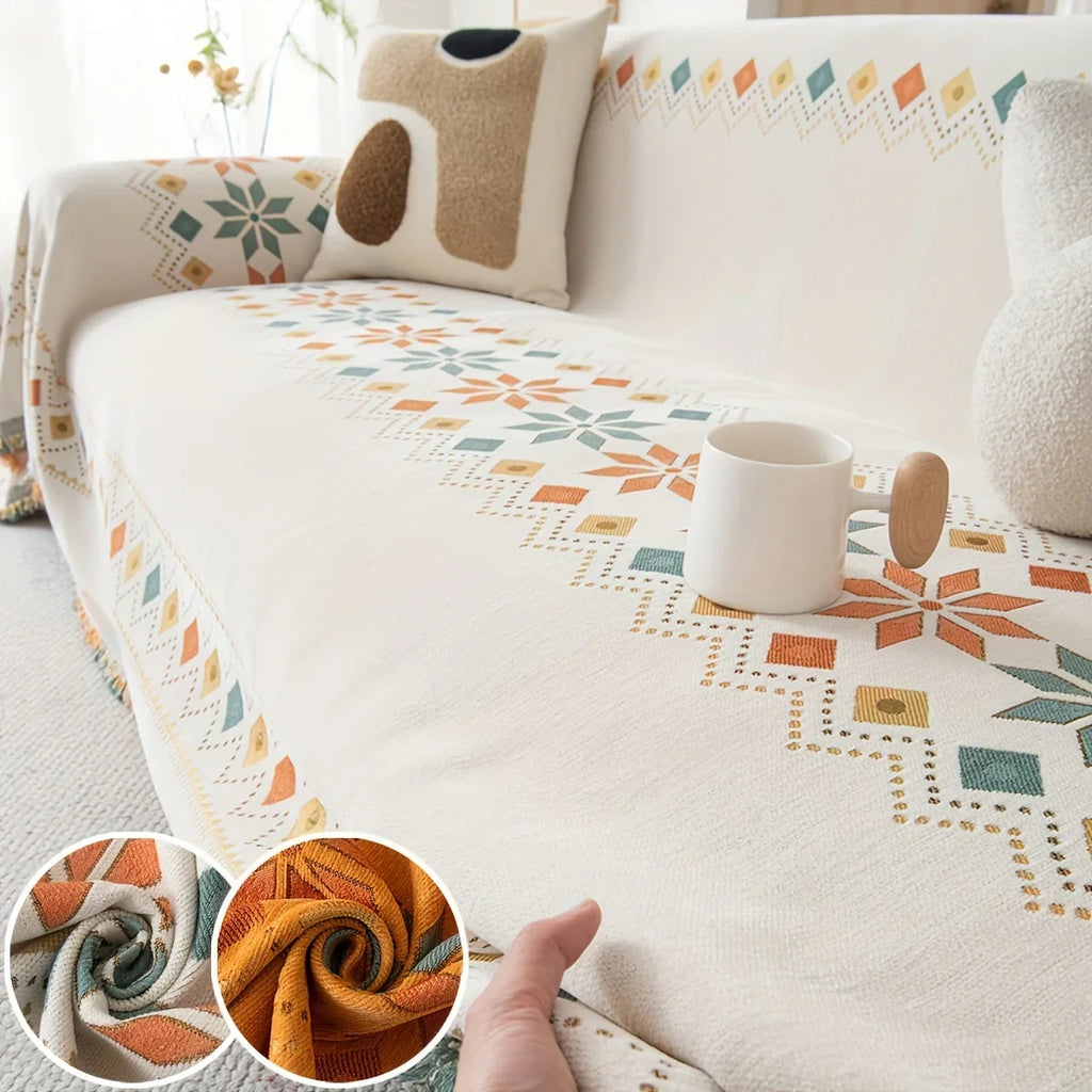 Boho Couch Cover – Stylish Sofa Protector for a Cozy, Chic Home, side view - House Of Avana