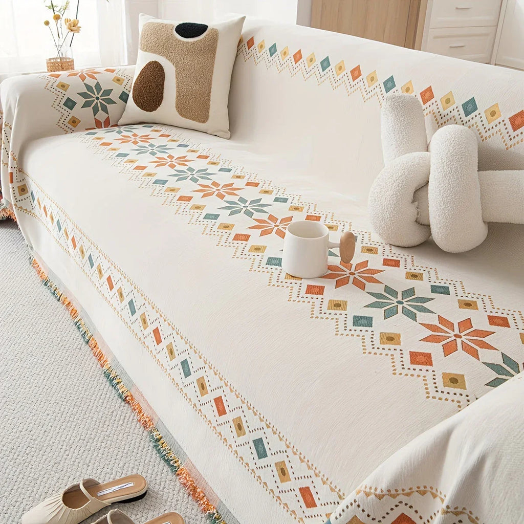 Boho Couch Cover – Stylish Sofa Protector for a Cozy, Chic Home, front view - House Of Avana