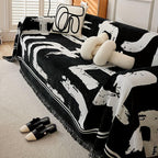Boho Couch Cover Ultra Soft | All-seasons Chenille Fabric |, back view - House Of Avana