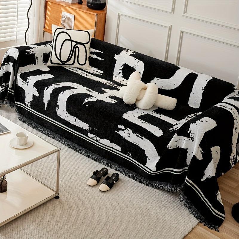 Boho Couch Cover Ultra Soft | All-seasons Chenille Fabric |, side view - House Of Avana