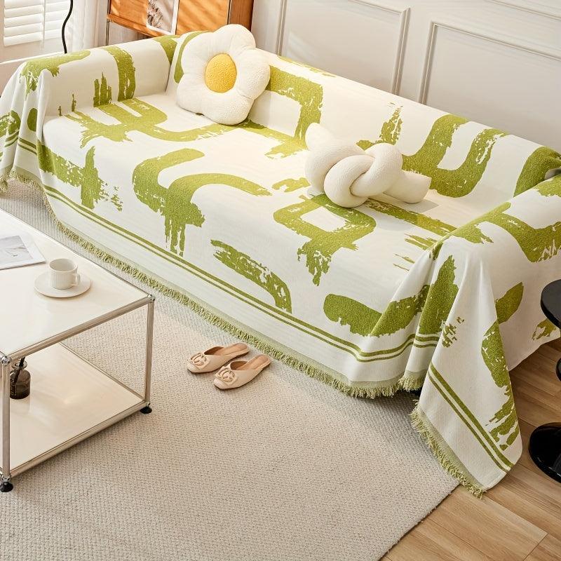 Boho Couch Cover Ultra Soft | All-seasons Chenille Fabric |, angled view - House Of Avana