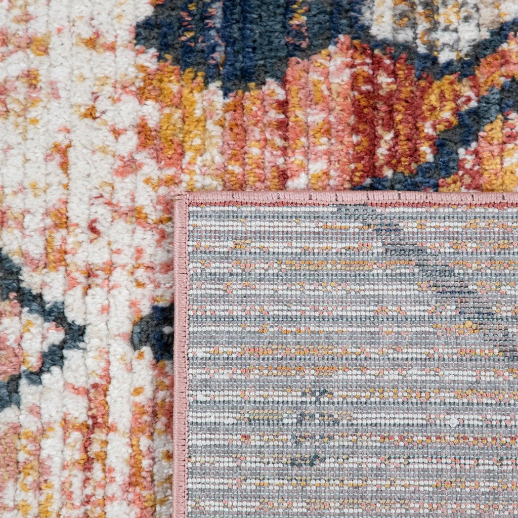 Boho Rug Red Ethnic Diamond Pattern Modern Ripped Design, side view - House Of Avana