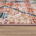 Boho Rug Red Ethnic Diamond Pattern Modern Ripped Design, detail shot - House Of Avana