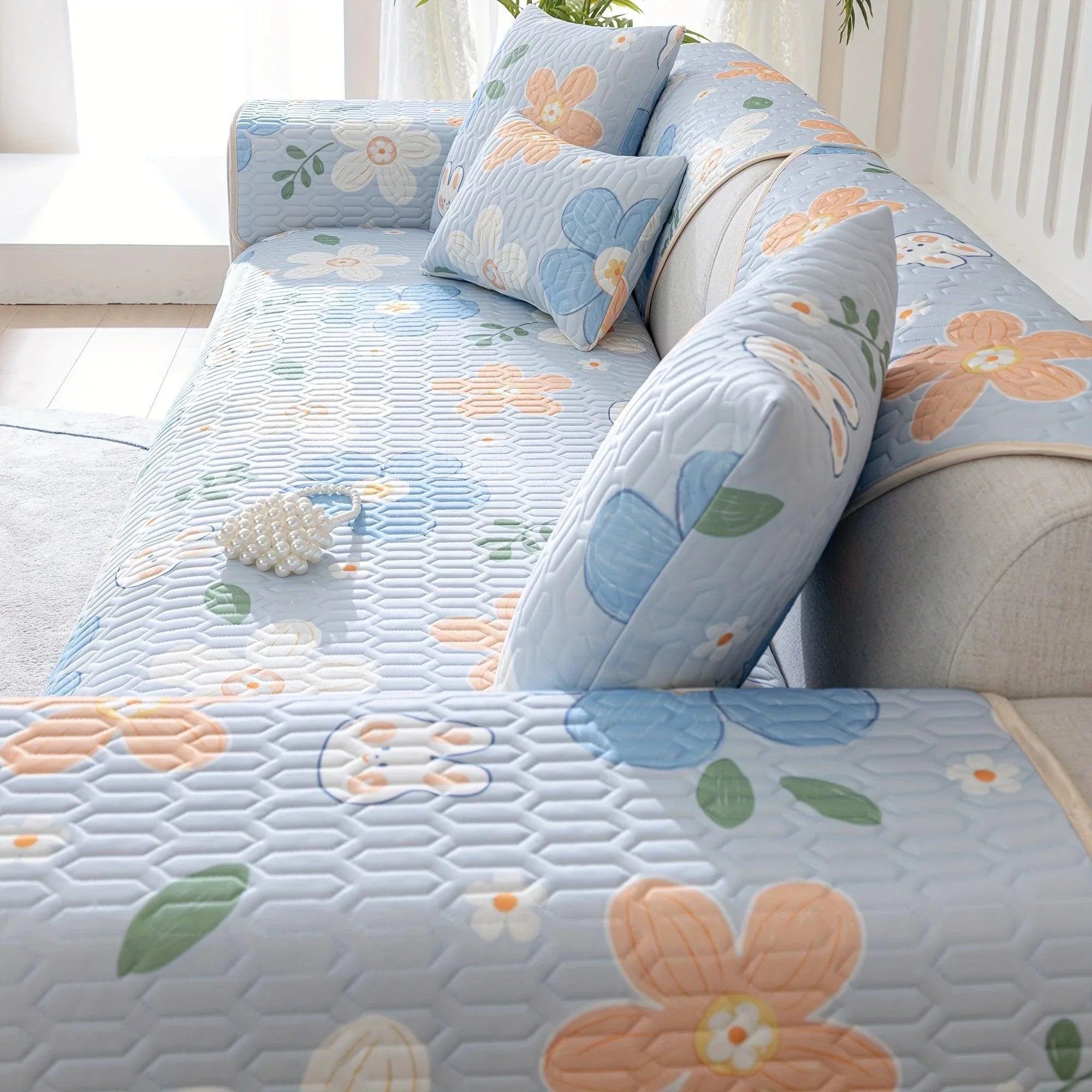 Boho Style Ice Silk Latex Sofa Cover Slipcover | Dog Hair Couch Cover - House Of Avana