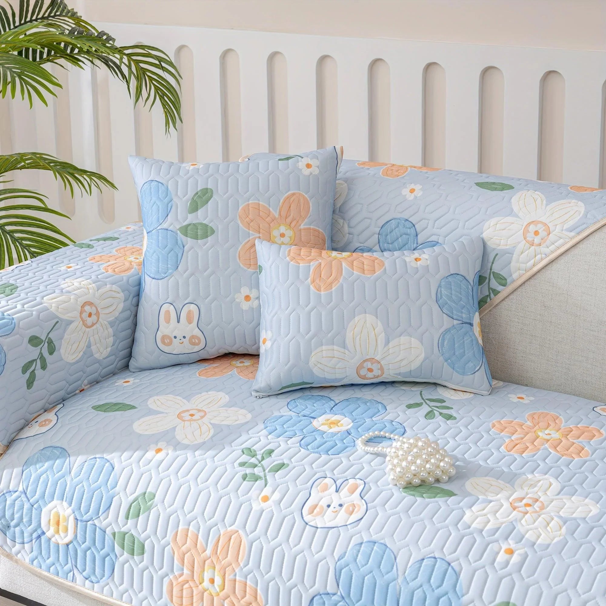 Boho Style Ice Silk Latex Sofa Cover Slipcover | Dog Hair Couch Cover - House Of Avana