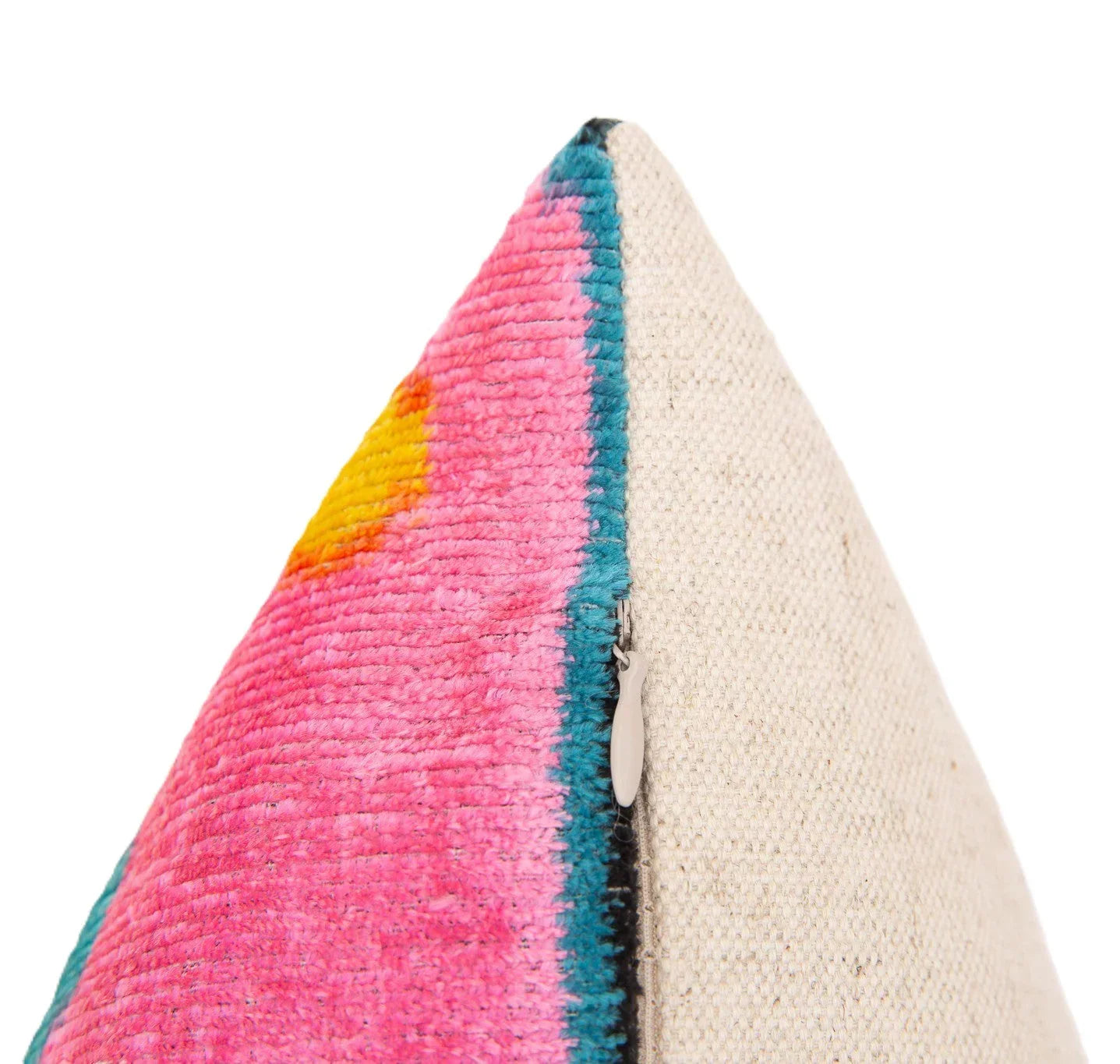 Bold Abstract Handmade Silk Velvet Throw Pillow - 16x24, Multicolored Art-Inspired Cushion with Down Feather Insert Canvello
