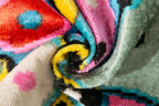 Bold Abstract Handmade Silk Velvet Throw Pillow - 16x24, Multicolored Art-Inspired Cushion with Down Feather Insert Canvello