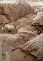 Bonnie Ribbon Bow Tie Floral Bedding Set / Khaki Ever Lasting