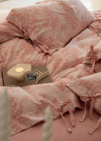 Bonnie Ribbon Bow Tie Floral Bedding Set / Khaki Ever Lasting