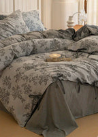 Bonnie Ribbon Bow Tie Floral Bedding Set / Khaki Ever Lasting