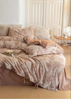 Bonnie Ribbon Bow Tie Floral Bedding Set / Khaki Ever Lasting