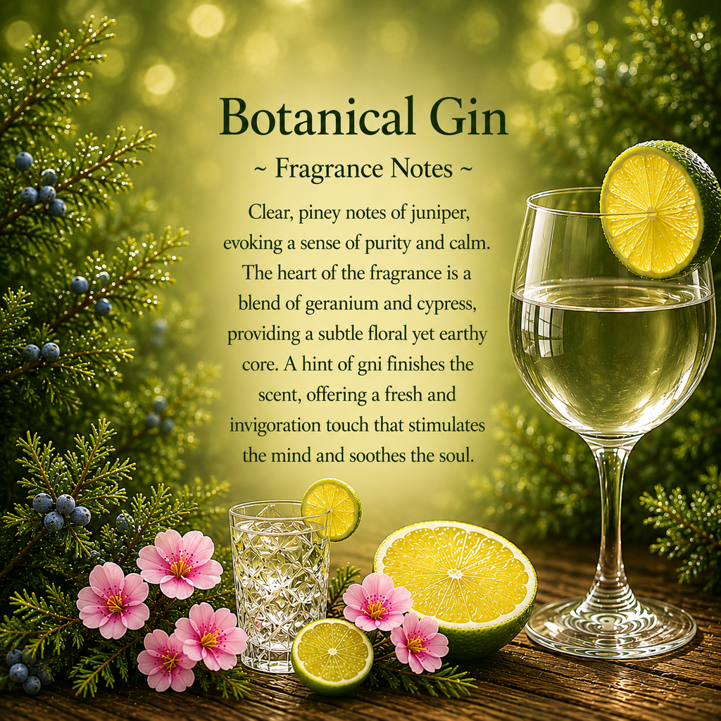Botanical Gin & Juniper, Premium Coconut-Soy Wax Tea Light Crystal Candle, 1oz