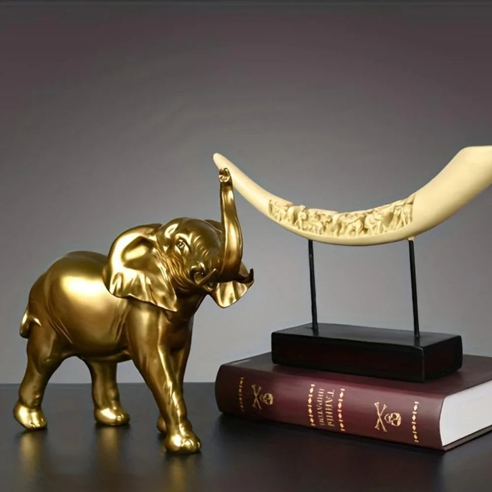 Golden Elephant Family Figurine - House Of Avana