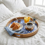 House of Avana Round Blue Mango Wood Serving Tray