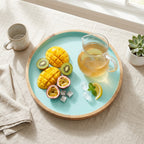 House of Avana Blue Round Mango Wood Platter
