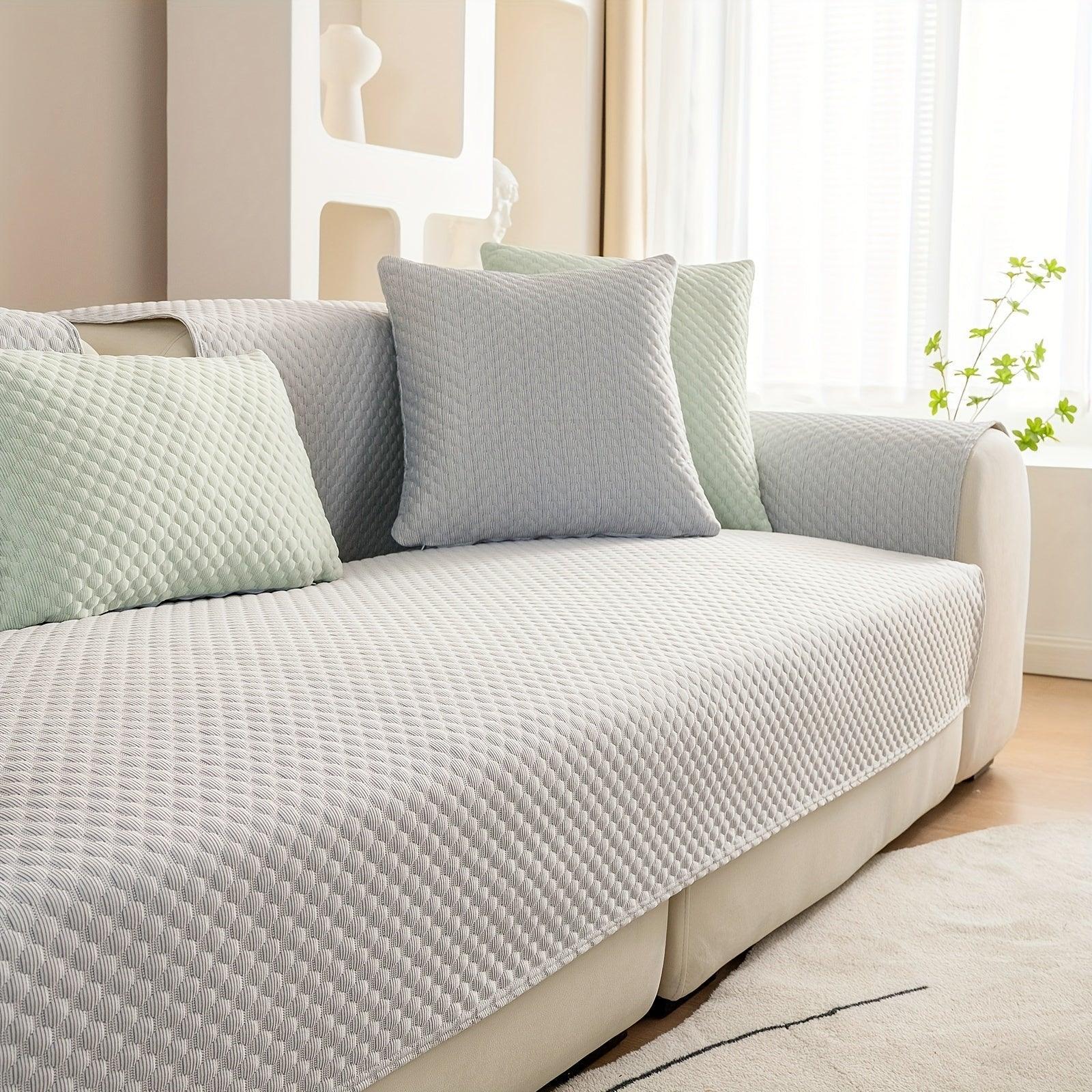Breathable Ice Silk Light Gray Couch Cover - Cooling & Anti-scratch - House Of Avana