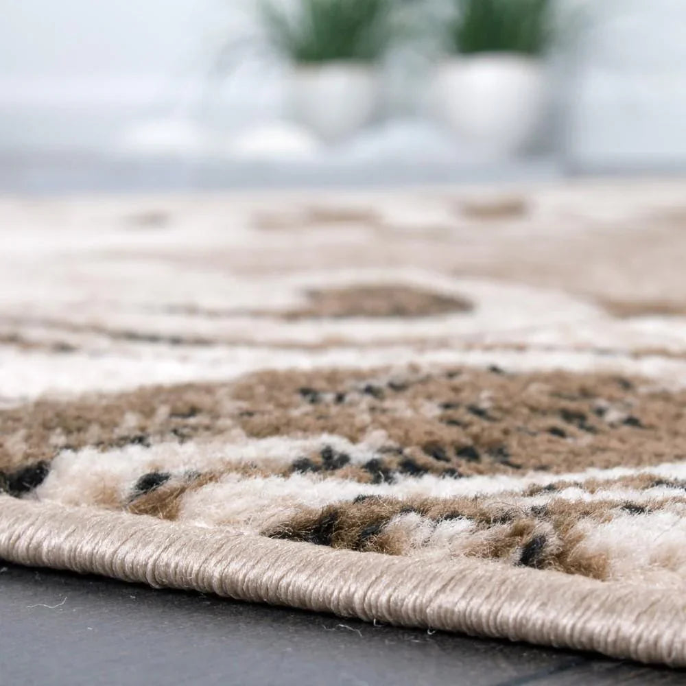Brown Beige Designer Rug for Living Room - House Of Avana