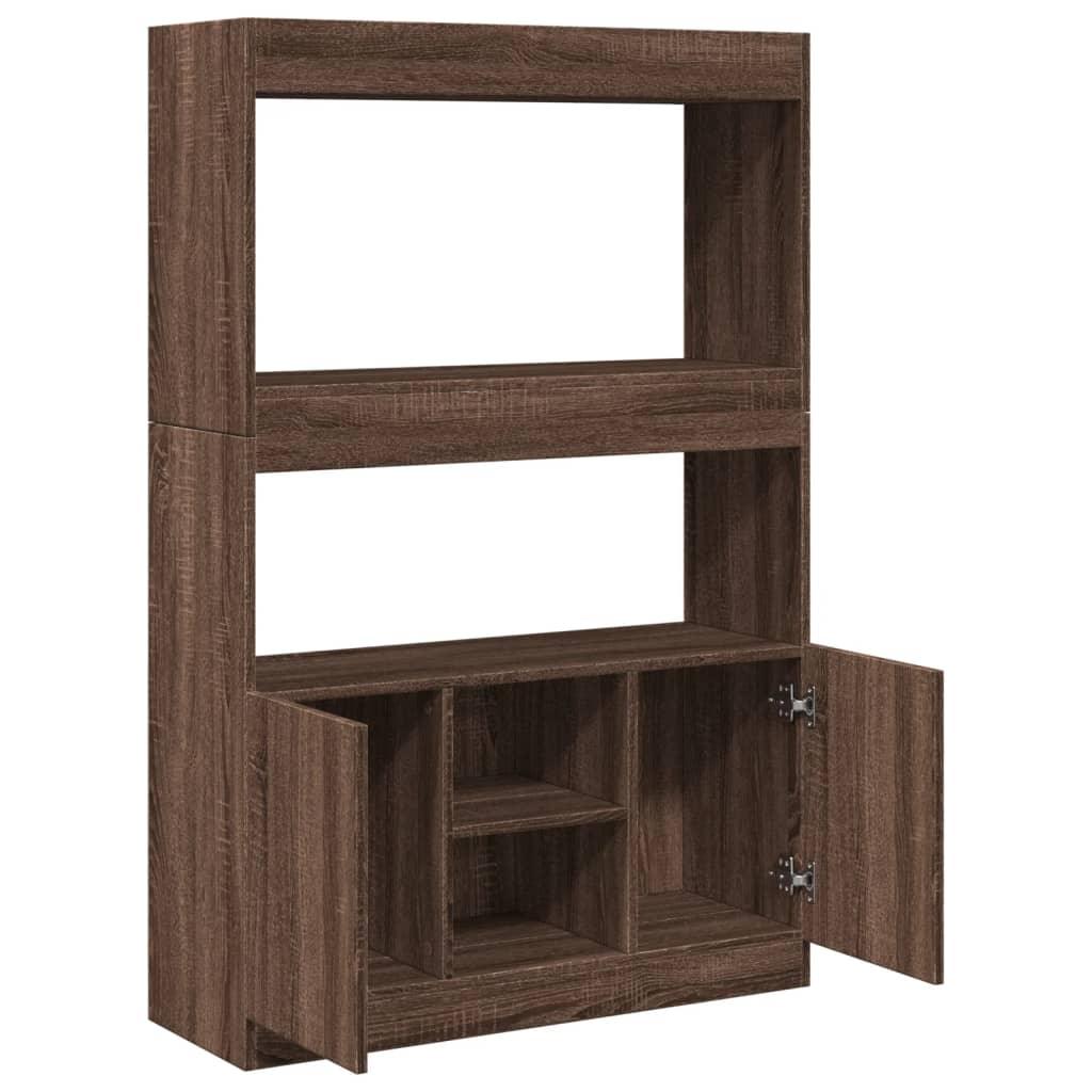 Furniture set, HighboardBrown Oak 92x33x140 cm Engineered Wood, Modern Minimalist, Art Deco, Ample Storage, Ergonomic, Multi-functional, Easy Installation withHardware Included, Suitable for Indoor/Outdoor, Housewarming Gift, House Of Avana [[SKU:HOA-BOK-023]]