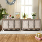 RoyalCraft Farmhouse Buffet Cabinet - Vintage Two-Door Sideboard with Antique look, Hardwood Construction Freestanding Storage for Dining Room, Living Room, Kitchen - Rustic Farmhouse Furniture, Country Kitchen Decor, Classic House Of Avana
