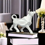 Lucky Bull Figurine - Golden-Plated Polyresin, Abstract Sculpture for Home & Office Decor, Geometric Design, Feng Shui Wealth Attraction Statue - House Of Avana