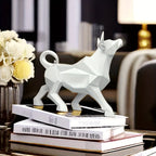 Lucky Bull Figurine - Golden-Plated Polyresin, Abstract Sculpture for Home & Office Decor, Geometric Design, Feng Shui Wealth Attraction Statue - House Of Avana